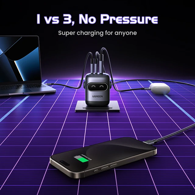 【US Plug】UGREEN 65W 30W GaN Charger Robot Design QC4.0 3.0 PPS for iPhone 16 15 14 Pro Macbook Laptops Tablet PD3.0 Fast Charger 2