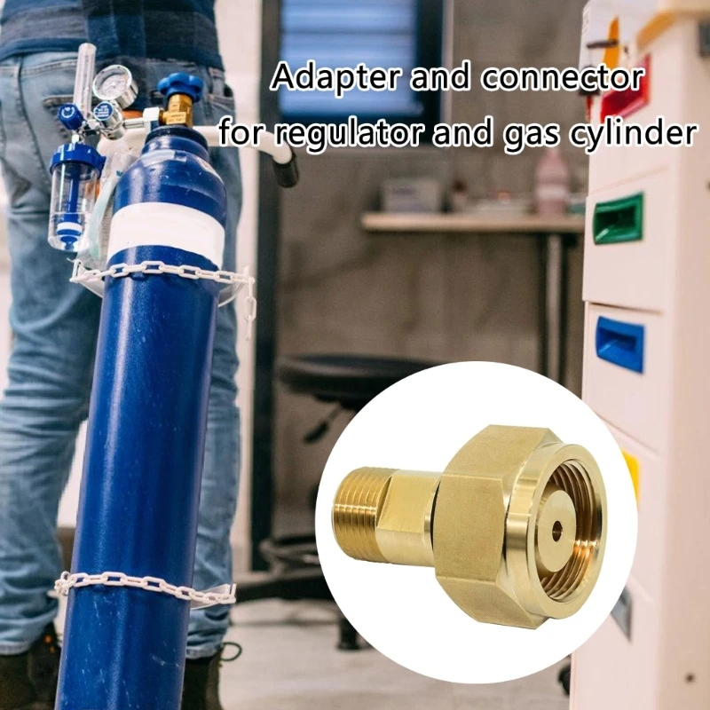 Sturdy Brass Acetylene Regulator Adapter CGA 520 B Tanks to CGA 200 Connection Portable Accessory for Gas Cylinders