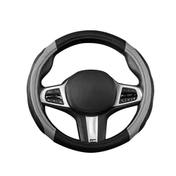 Universal Sport Leather Steering Wheel Cover - Premium Upholstered Grip, Breathable Design (GRAY)