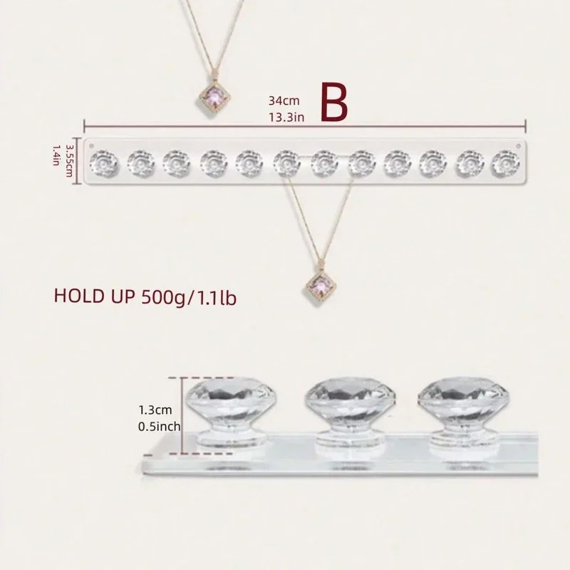Necklace Hangers Acrylic Necklaces Holder Wall Mounted Jewelry Organizer Hanging Necklace Holder For Necklaces Bracelets Chains