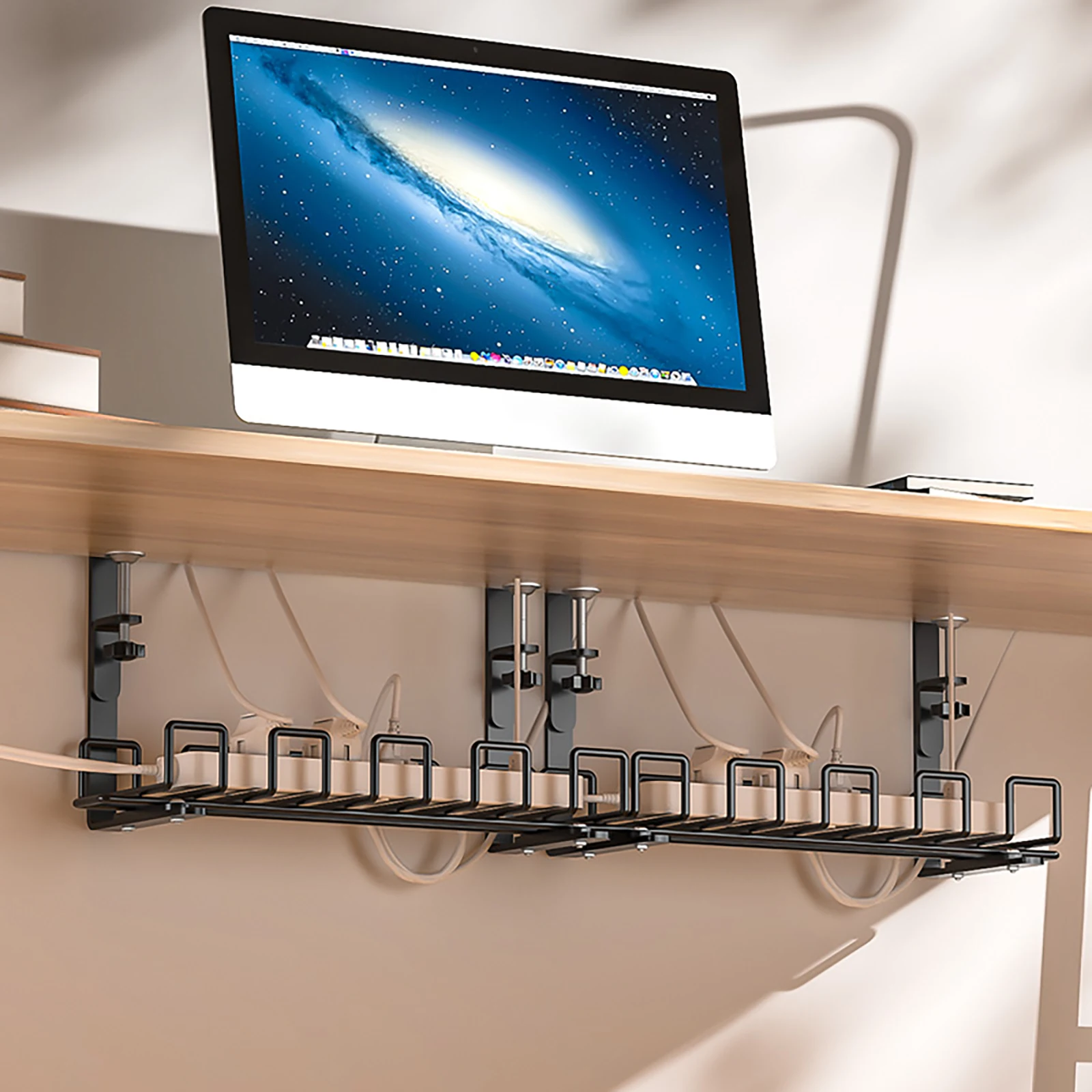 Desk Cable Management Tray Under Table Socket Hang Holder Power