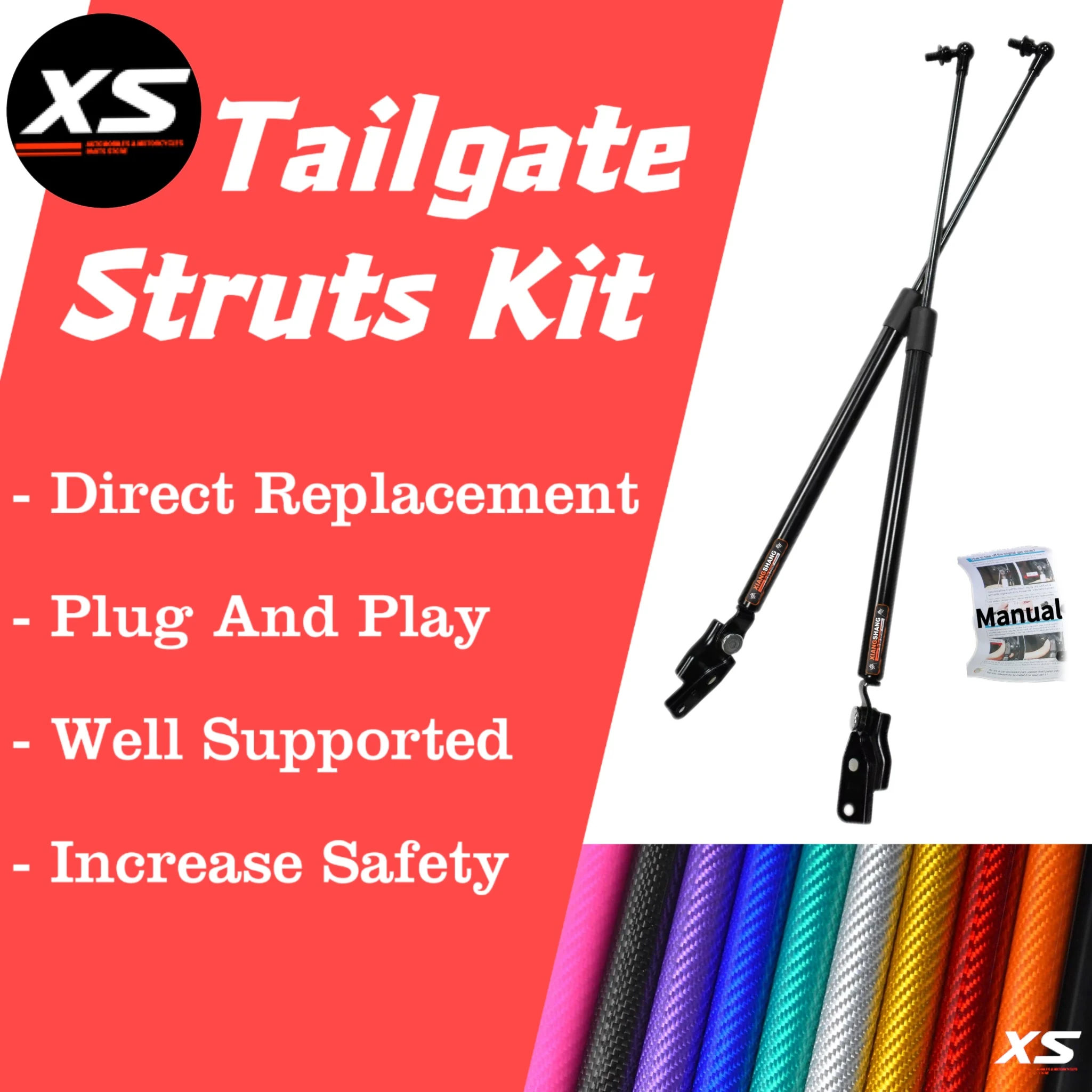 DFJOSF Amortisseur À Gaz Pour Subaru Pour Outback Pour Legacy BP Wagon Estate Hayon Élévateur Coffre Prend En Charge Les Tiges D'amortisseur Ressort À Gaz Verin A Gaz(Black Carbon Fiber