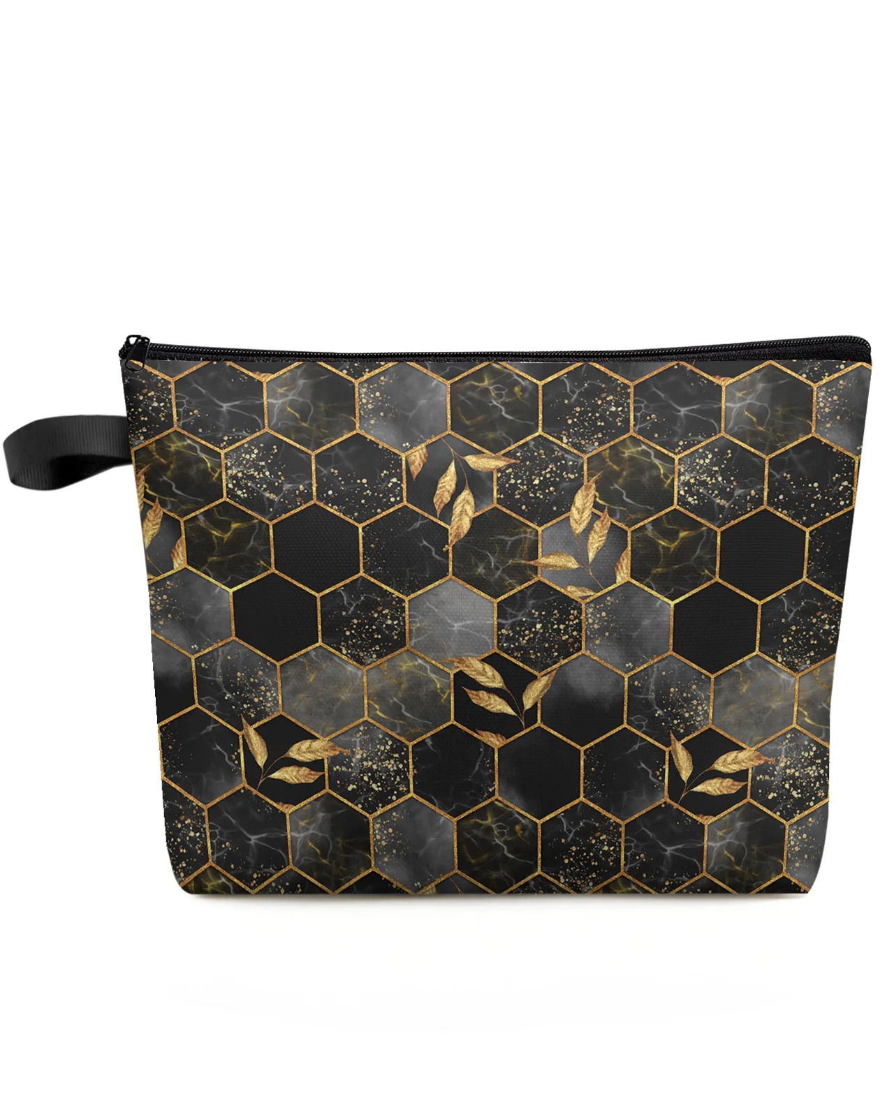 

Marble Honeycomb Texture Black Grey Makeup Bag Pouch Travel Essentials Women Cosmetic Bags Toilet Organizer Storage Pencil Case