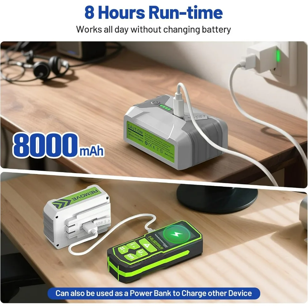 Self-Leveling 360° Green Cross Line Laser Level with Remote Control and 8000mAh Rechargeable Battery