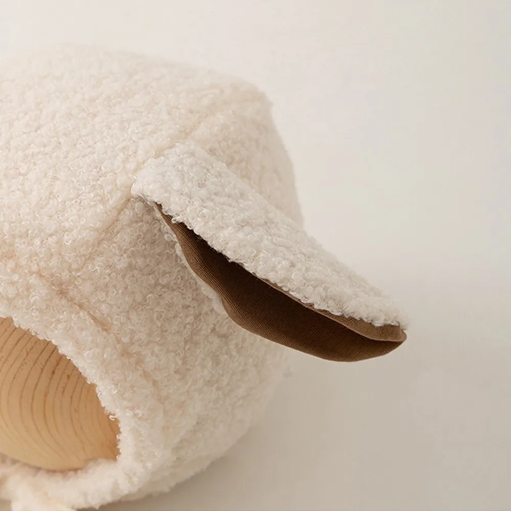 Lamb Fleece Baby Ear Protection Hat Beige Winter