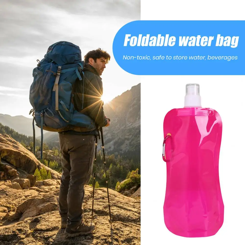 Collapsible Water Bottle 480ml BPA Free Reusable Water Pouch Hiking Camping Travel Folding Water Bag Portable Drinking Bottle 500ml outdoor sport portable silicone water bottle retractable folding sports drink kettle coffee bottle travel drinking cups