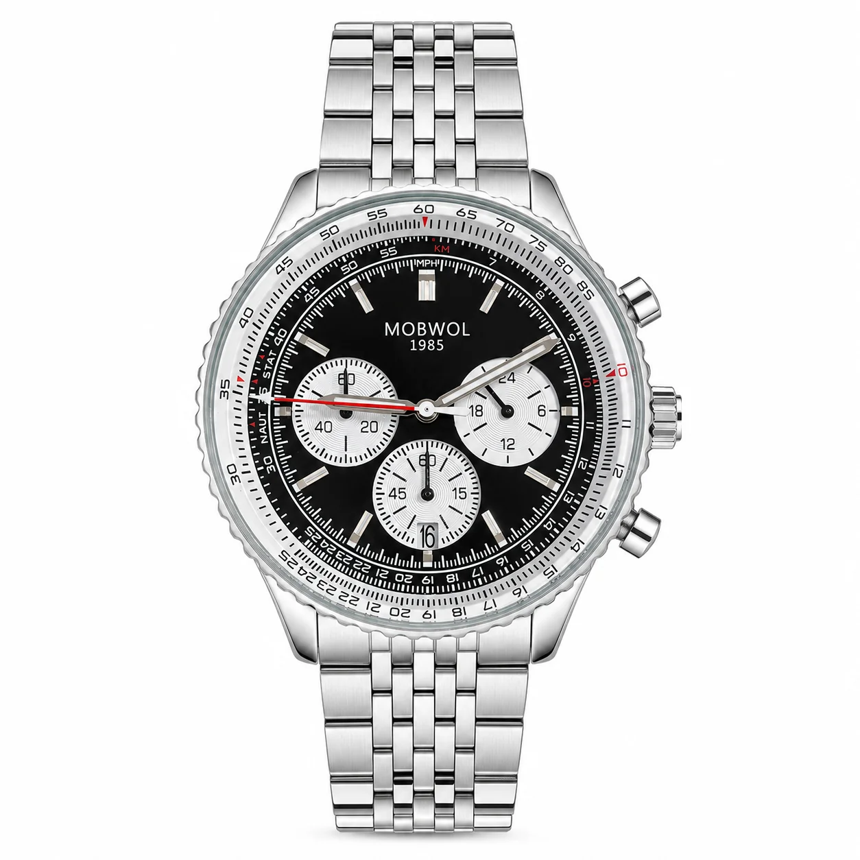 Men's Multifunction Chronograph Leather Strap Watch - Vintage Pilot Dial, Business & Fashion Style