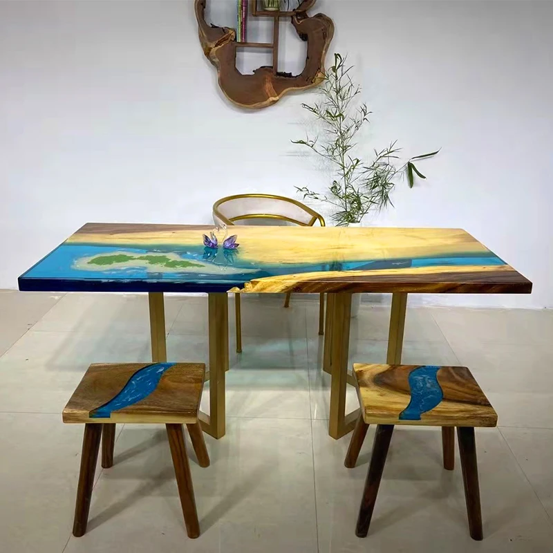 Epoxy Resin Art River Ocean Table Walnut Table Barflower Solid Wood Large  Board Tea Table Log Tea Table Can Be Customized - Dining Tables - AliExpress