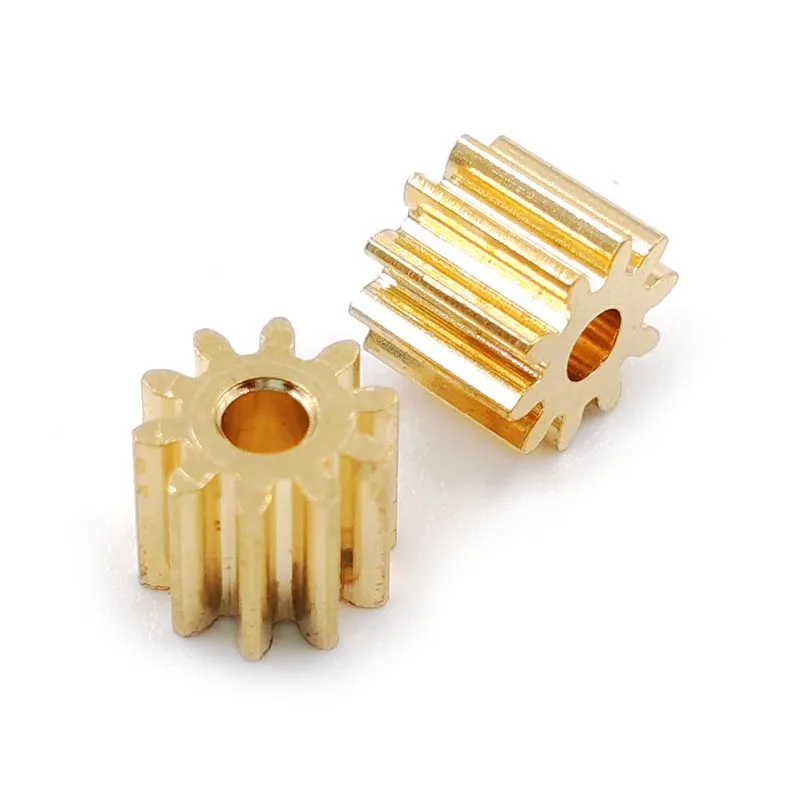 Motor Gear 10PCS 102A Copper Gear 0.5M 10 Teeth 2mm (1.95mm) Hole Toy Pinion Parts Metal Gears