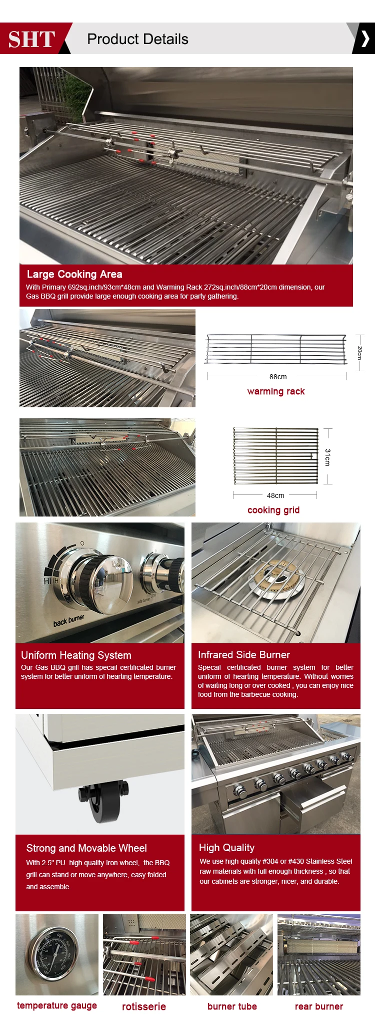 Description Picture 4 of itemNew Design American Bbq Grill Outdoor Kitchen Professional Gas Grill Machine