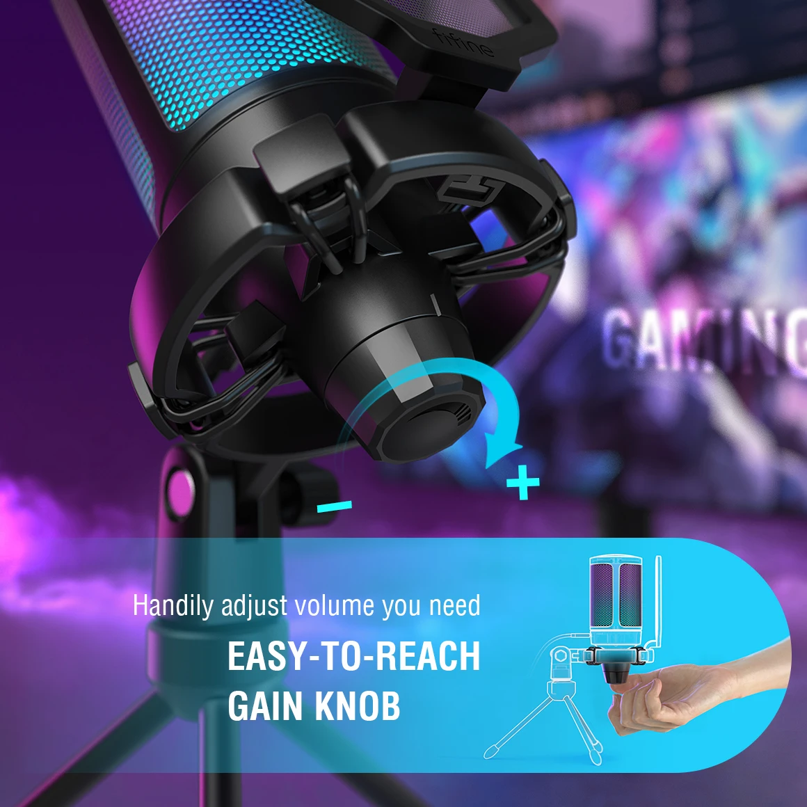 FIFINE Ampligame USB マイク ゲームストリーミング用 ポップ