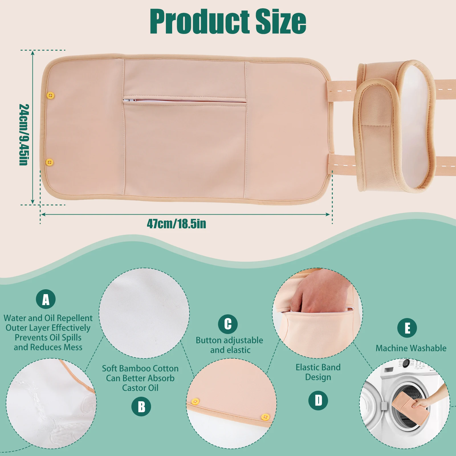 5Pcs Neck Waist Oil Pack Essential Oil Bag Nursing Aid Kit Essential Bag Reusable With Adjustable Elastic Strap Machine Washable