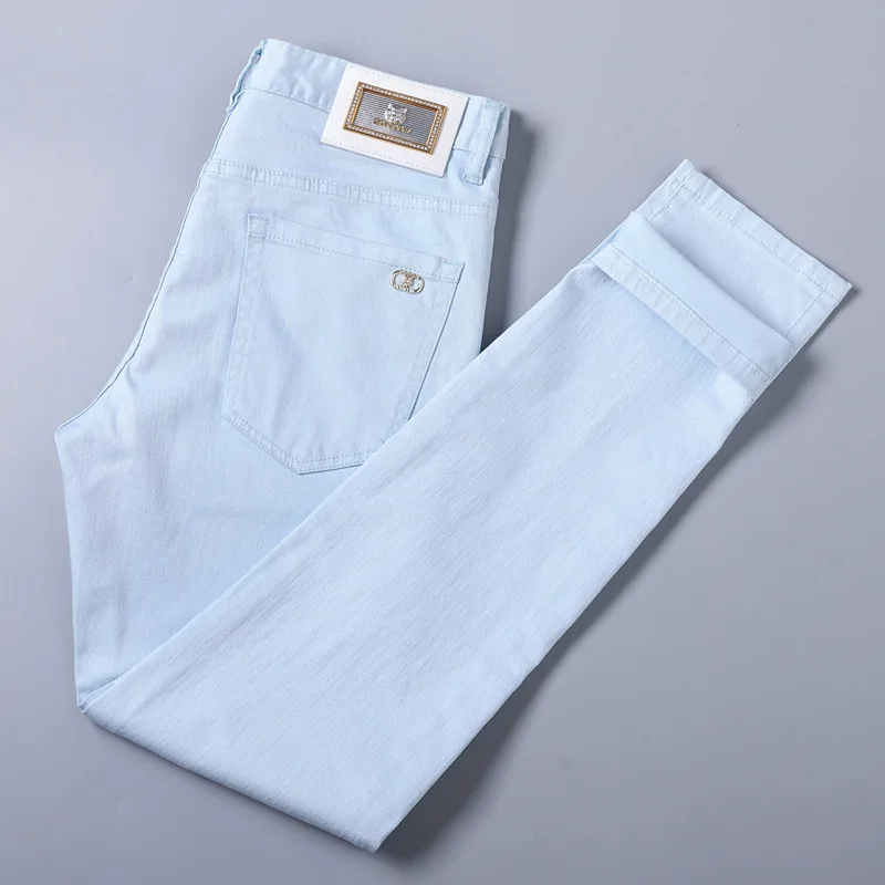 2024 New Jeans MEN'S Light Luxury Khaki High Quality Straight Style Fashion Brand Casual Versatile Washed Cotton Denim Pants 6