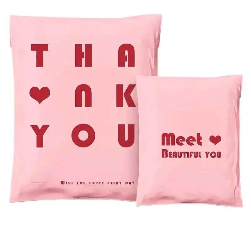 Courier Bag Mailing Bags Express Bag 50Pcs/Lot Opaque PE Plastic Express Envelope Storage Bags Pink Bag Red Color Mailing Bags Self Adhesive Seal Courier Bag