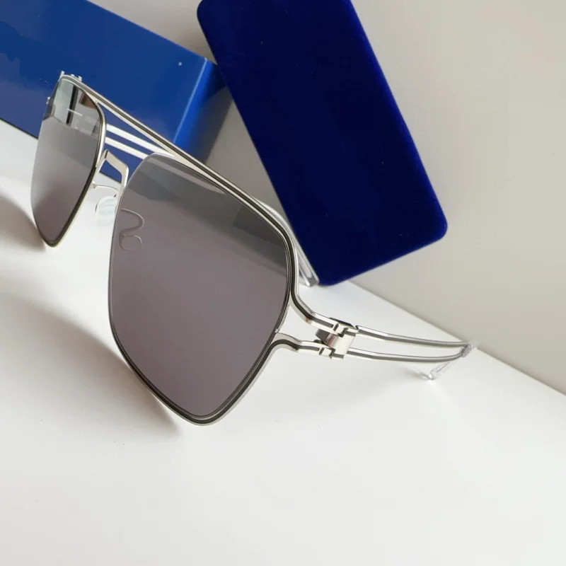 Deutschland Marke Design Schraubenlose Sonnenbrille Titan Ultraleicht Platz Mode Männer Sonnenbrille Große RIKU Gläser Auge Hohe Qualität – Detail 33
