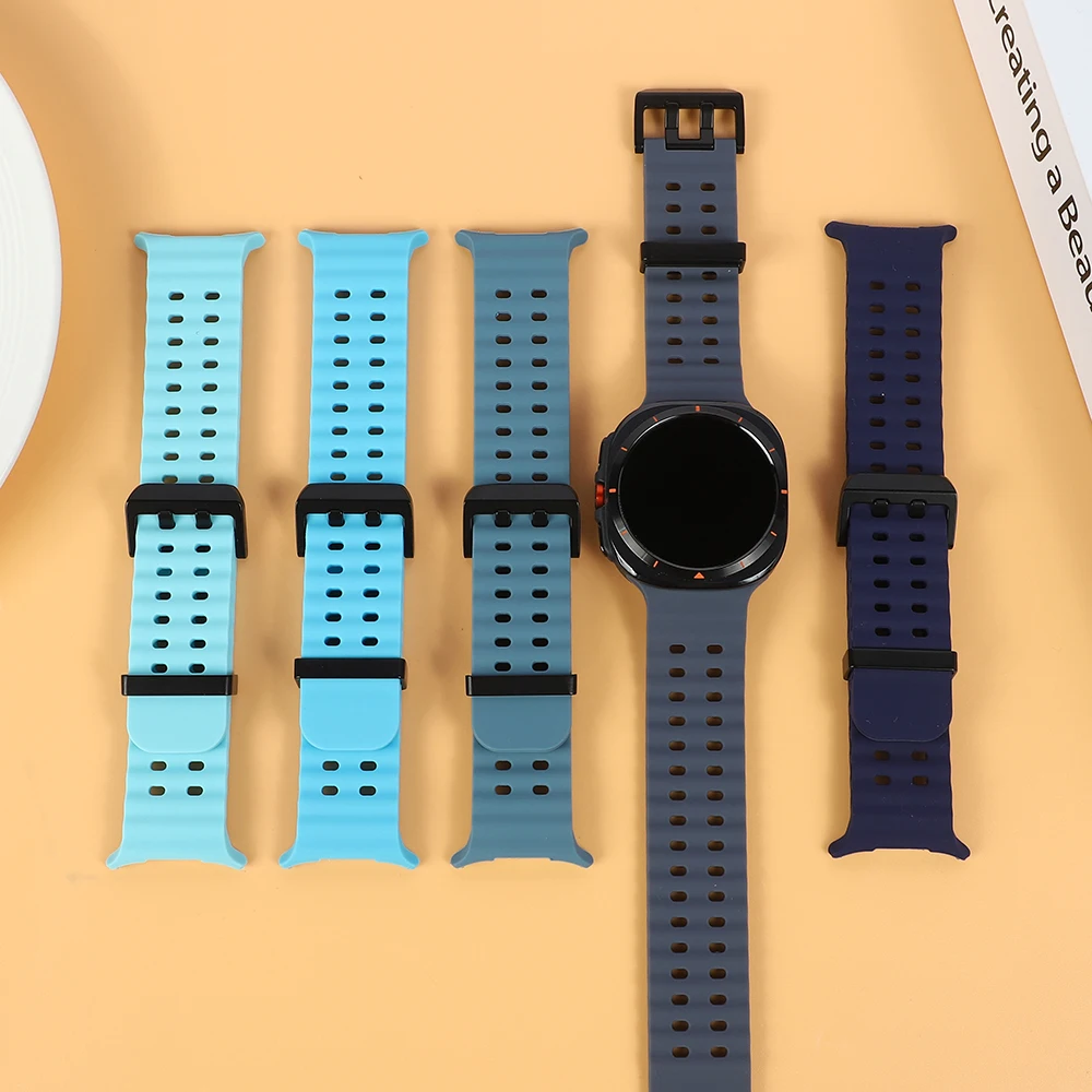Enhanced Silicone Sport Bracelet for Galaxy Watch Ultra - Marine Band Design, 47mm Strap