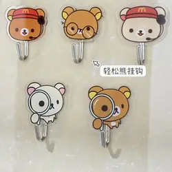 Rilakkuma Waterproof Self - Adhesive Hooks for Kitchen & Bathroom Decor (5PCS)