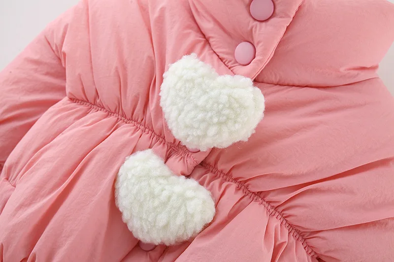 Winter Baby Girls Coat Long Sleeve Lovely Thick Warm Cotton Padded Jacket Outerwear Toddler Infant Girls Clothing Kids Overcoat