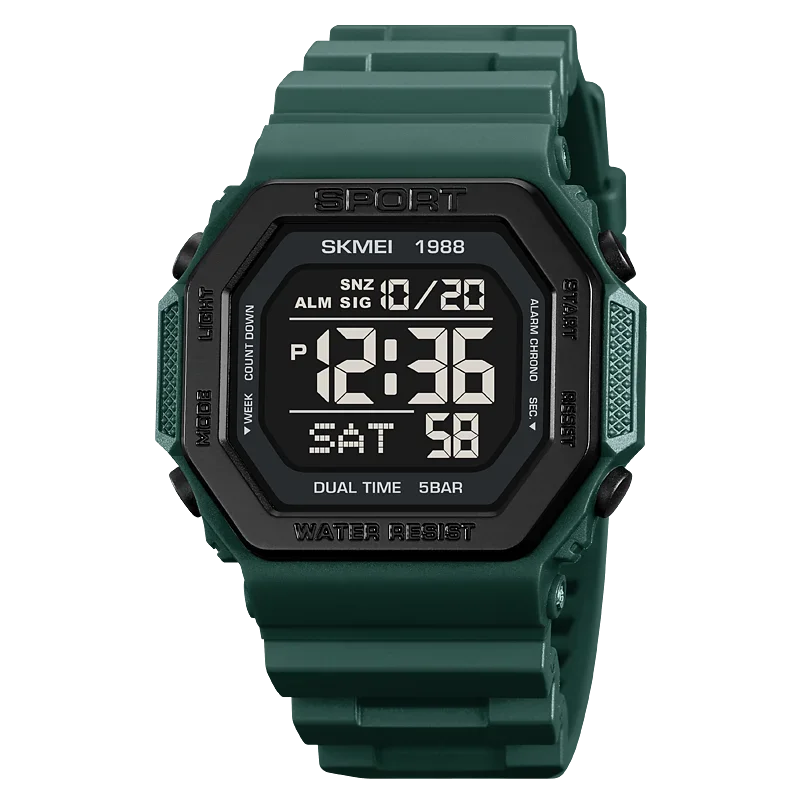 Men's Digital Chrono Sport Watch with Backlight and Waterproof Features