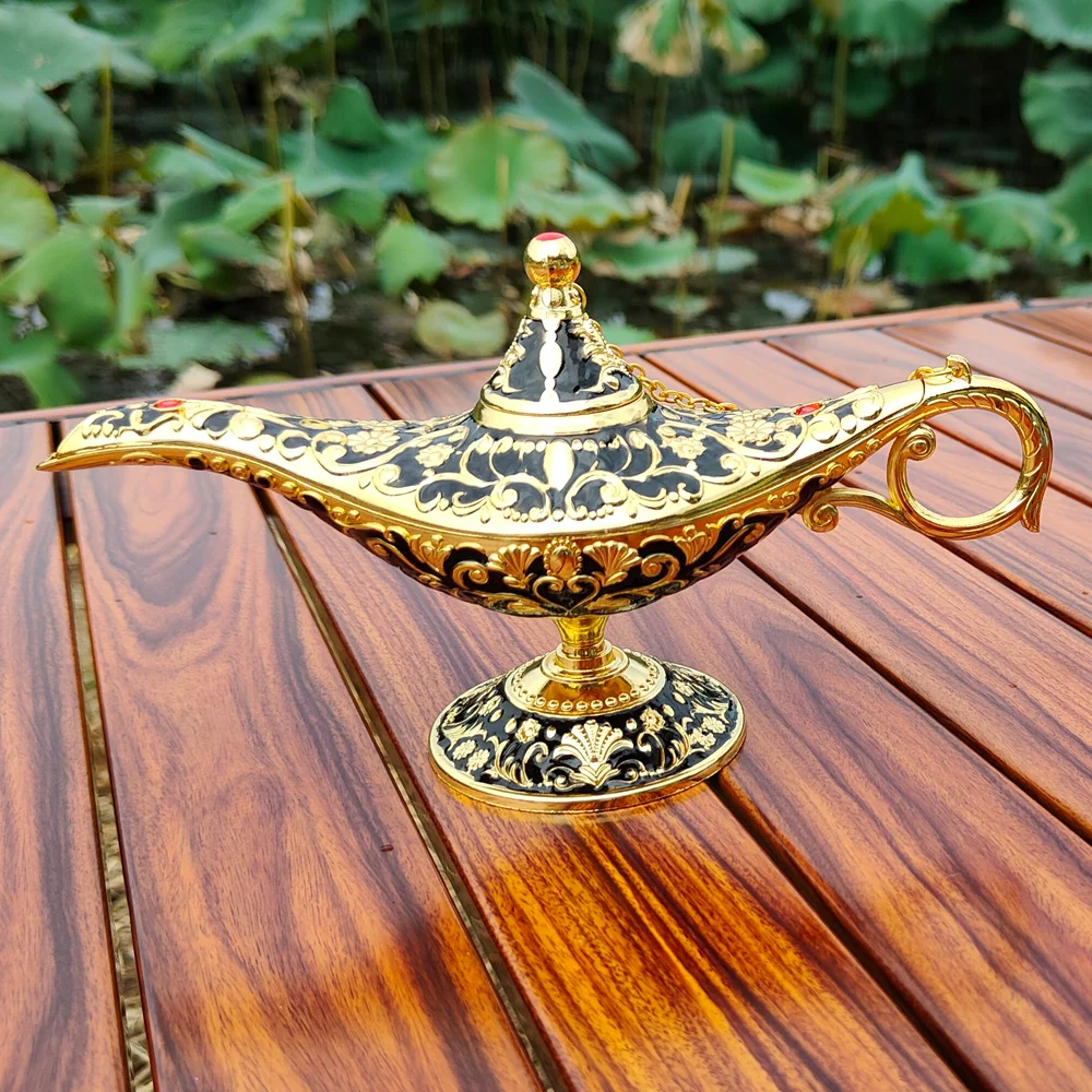 35Cm Grande Aladdin Magic Lamp Decorazione Accessori Per La Casa Soggiorno Caratteristiche Russe Vintage Wishing Decor Desk Decora