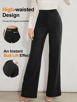 High Waist Booty Lifting Wideleg Women Casual Work Pants Comfortable Stretchy Fabric Elegant Commuter Style Wide Leg Trousers - Image 2