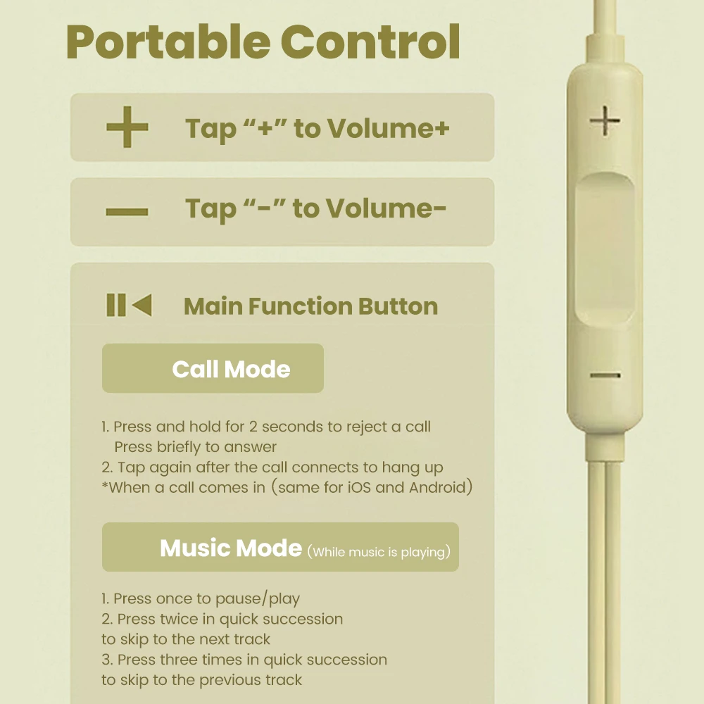 High-Quality Wired Headphones with Built-In Microphone and Versatile Connectivity