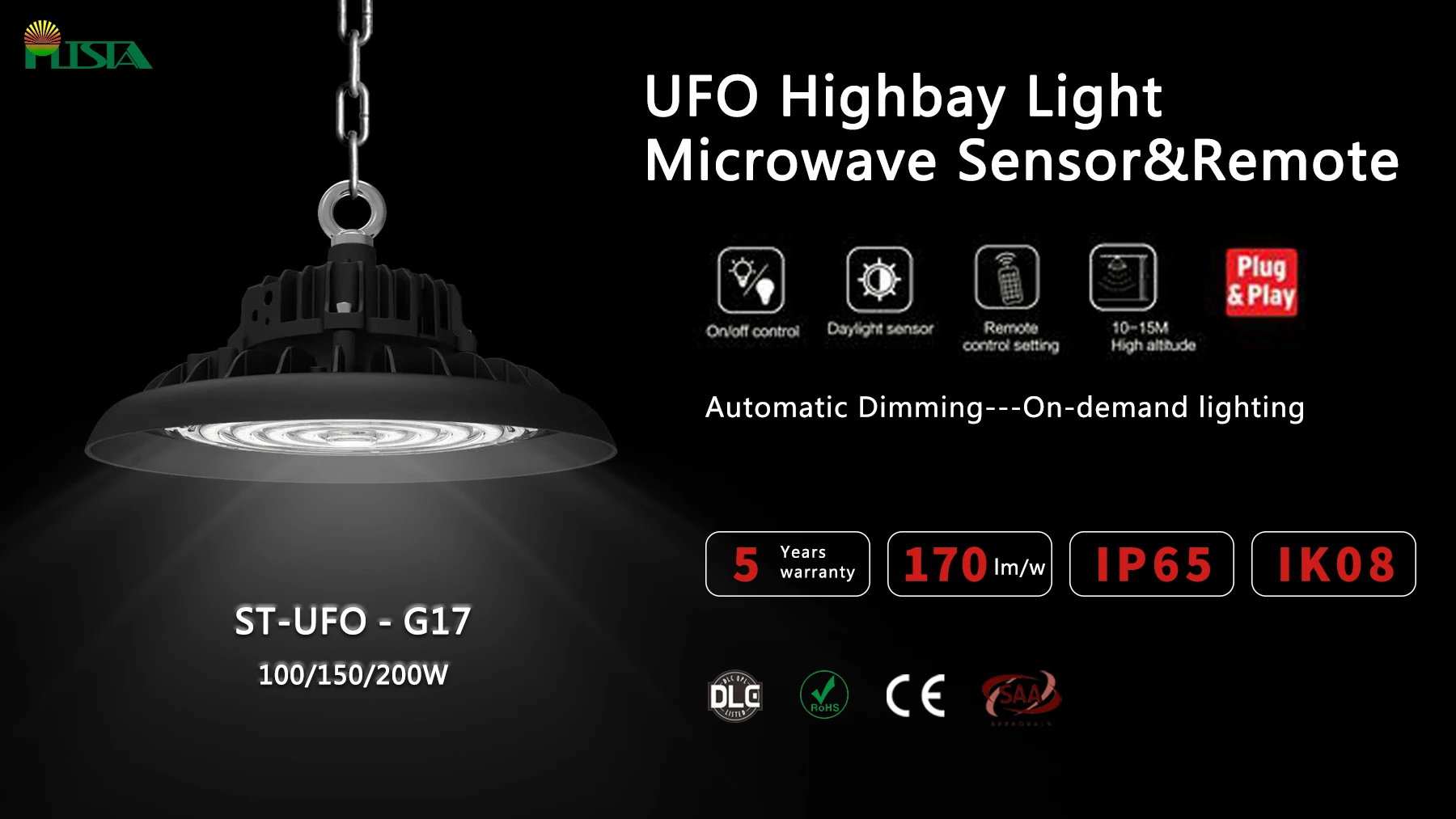 

IP65 Waterproof CE ROHS 100w 120w 200w 250w 150w UFO led high bay light