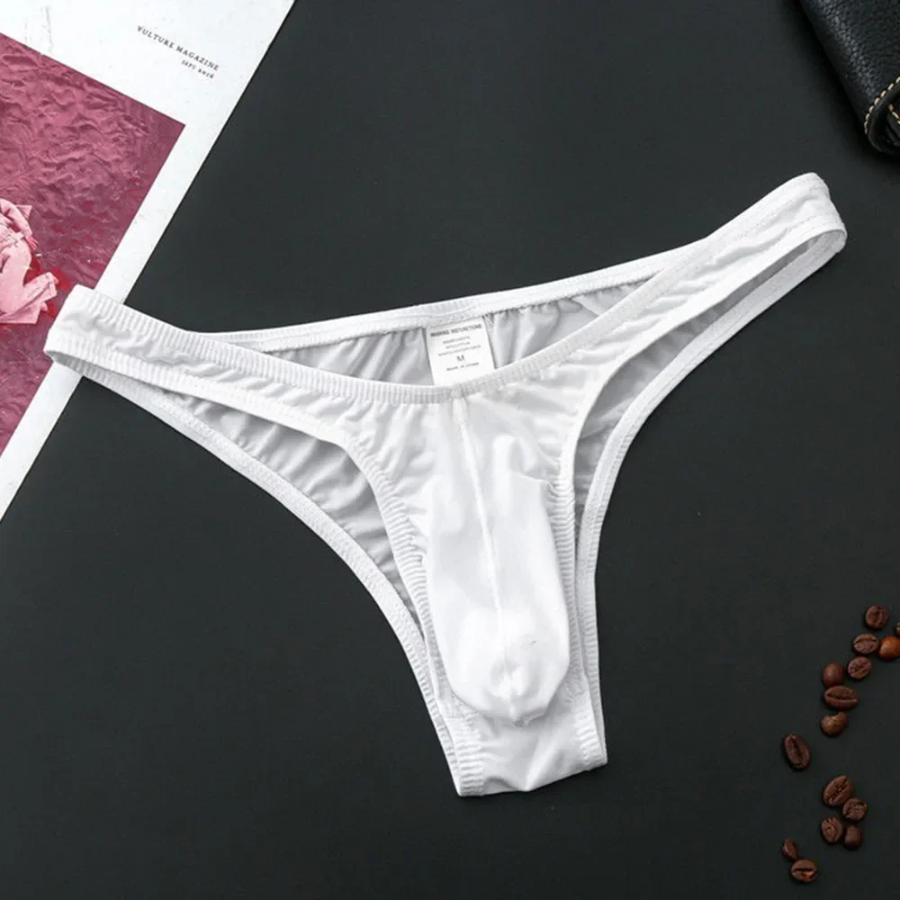 Men Underwear Low Waist Briefs Shorts Elephant Nose Pouch Sheer Thin Panties