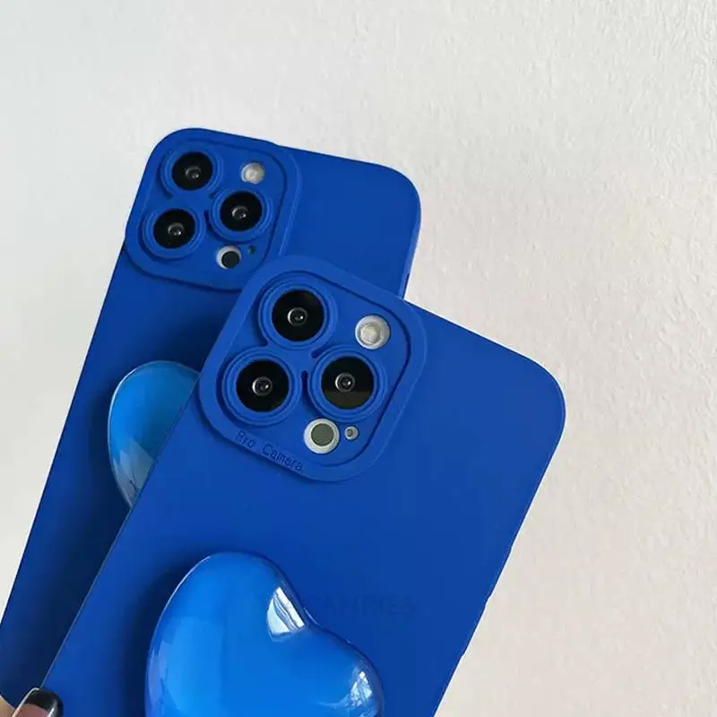 Case For Samsung Galaxy S22 S23 Ultra S21 S20 Fe Note 20 5g S 23 22 20 A54 A34 Love Heart Holder Klein Blue Stand Soft Silicone_voghion.com