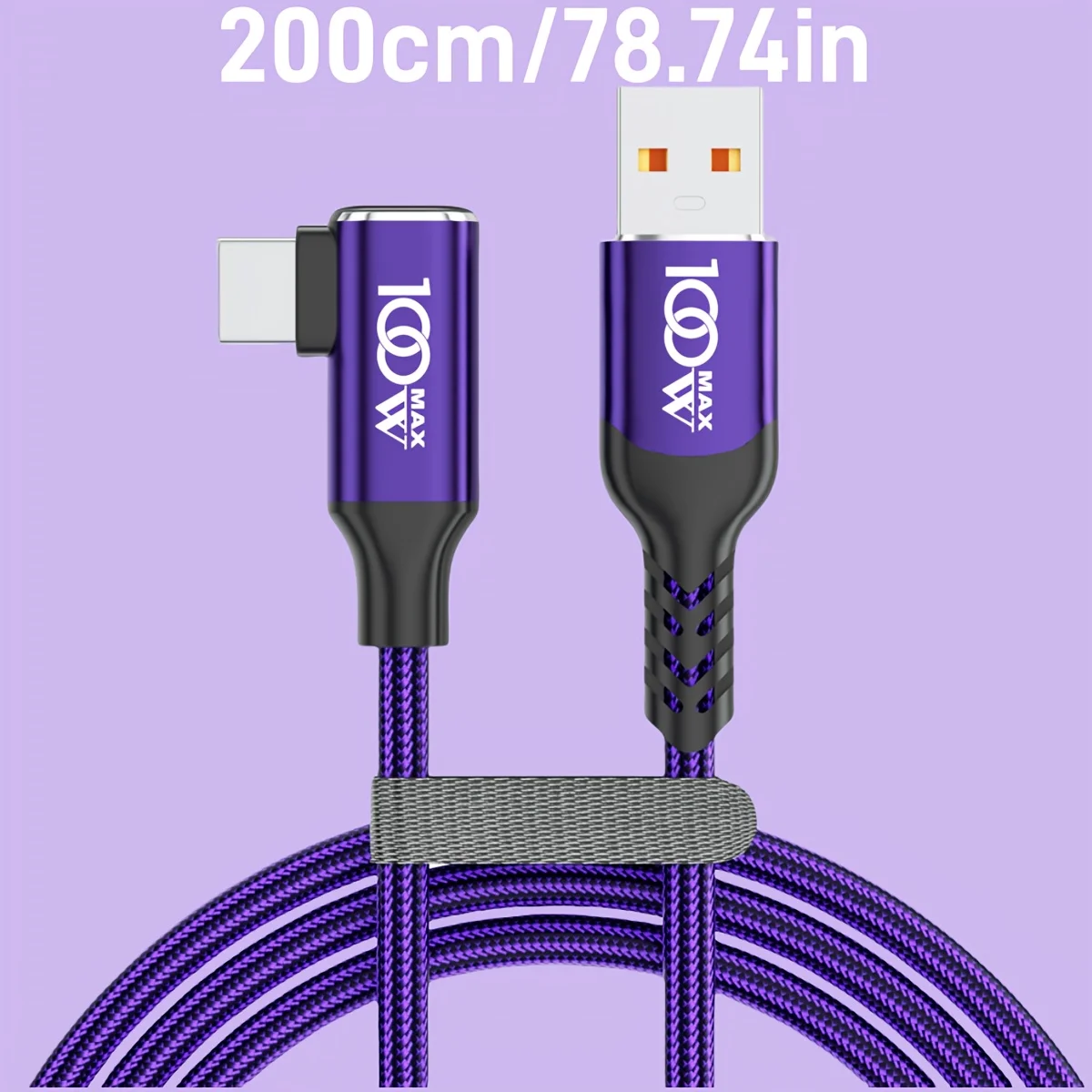 Durable Purple Nylon Braided USB-C Charging Cable