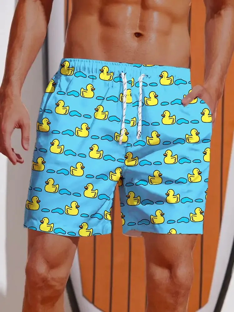 2024 Summer 3D Printed Hawaiian Vacation Style Printing Shorts Men's Board Shorts Casual Swim Trunks Drawstring Breathable Short 4