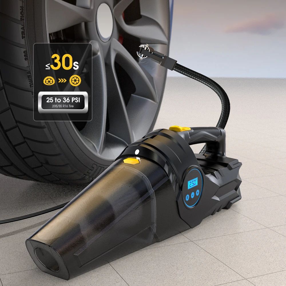 Car Tire Inflator Vacuum Cleaner Dual-use Portable Wired Air Compressor Handheld Auto Interior Vacuuming 12V Air Pump vacuum cleaner handheld vacuum cleaner portable vacuum cleaner