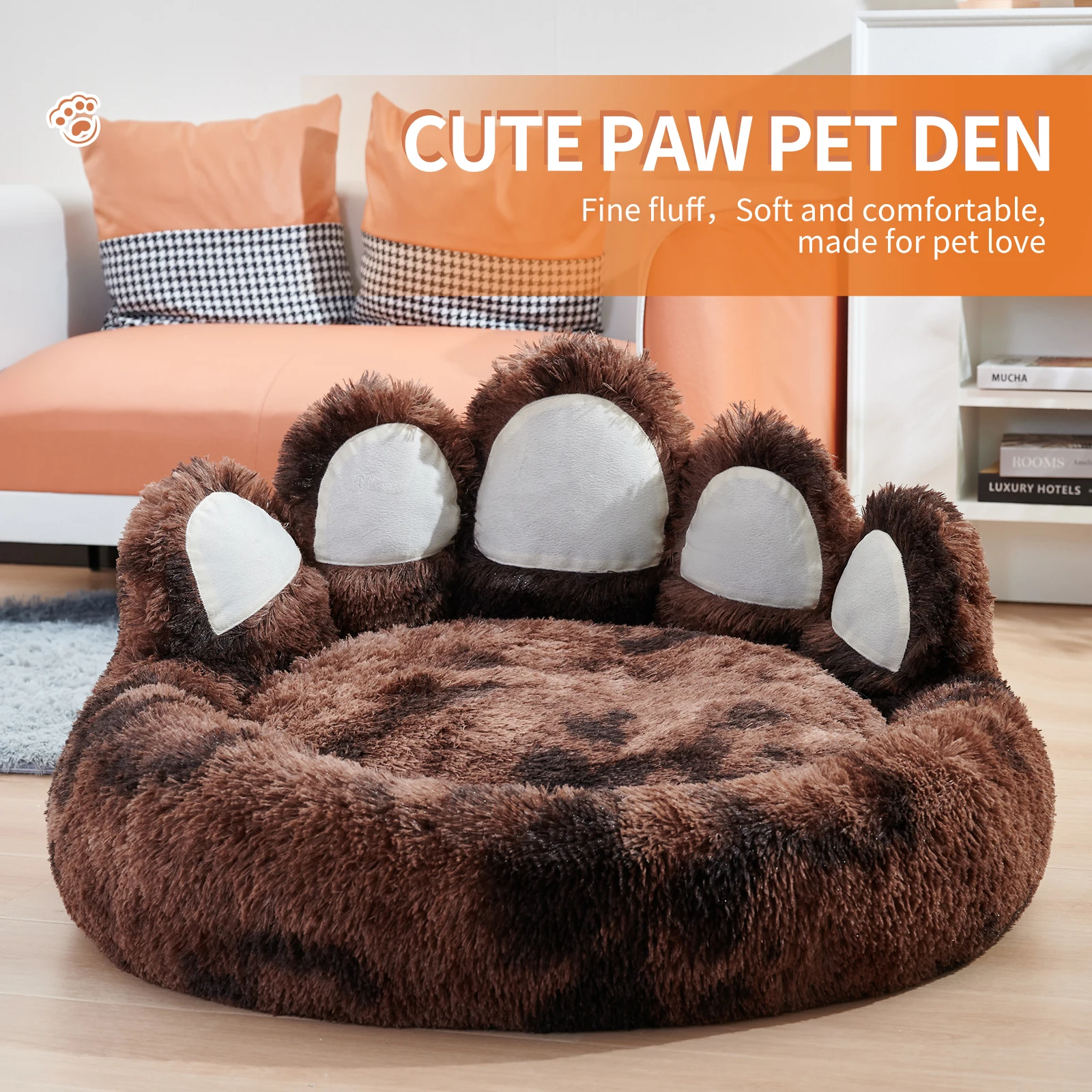 

Thickened Warm Kennel Pet Bear Paw Shape House Teddy Kennel 5-15KG Removable Washable Cat Fluffy Dog Bed Mat Deep Sleeping Warm