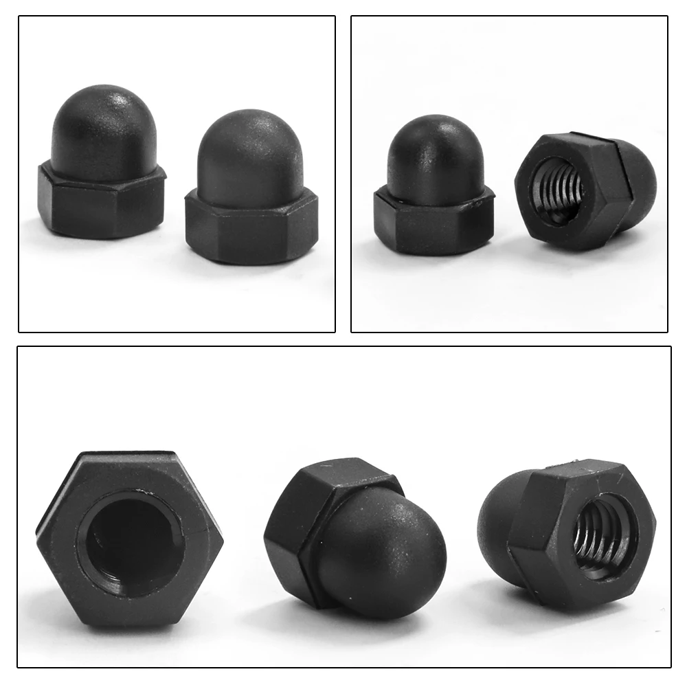 Hexagon Nuts 5-20pcs Nylon Hex Round Head Cap Nuts M3 M4 M5 M6 M8 M10 M12 Black White Plastic Acorn Nuts For Screw Bolts