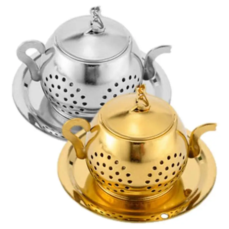 

Tea Strainer with Chain Metal Tea Strainer Teapot Shape Loose Tea Infuser Stainless Steel Tea Maker Strainer kitchen accessories