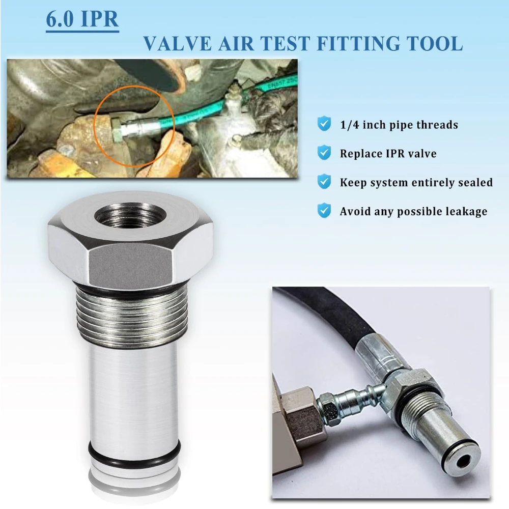 6.0 IPR Valve Socket & Oil Rail Adapters Kit & 6.0 High Pressure Oil Pump IPR Valve Air Test Fitting Tool with Seal Kit