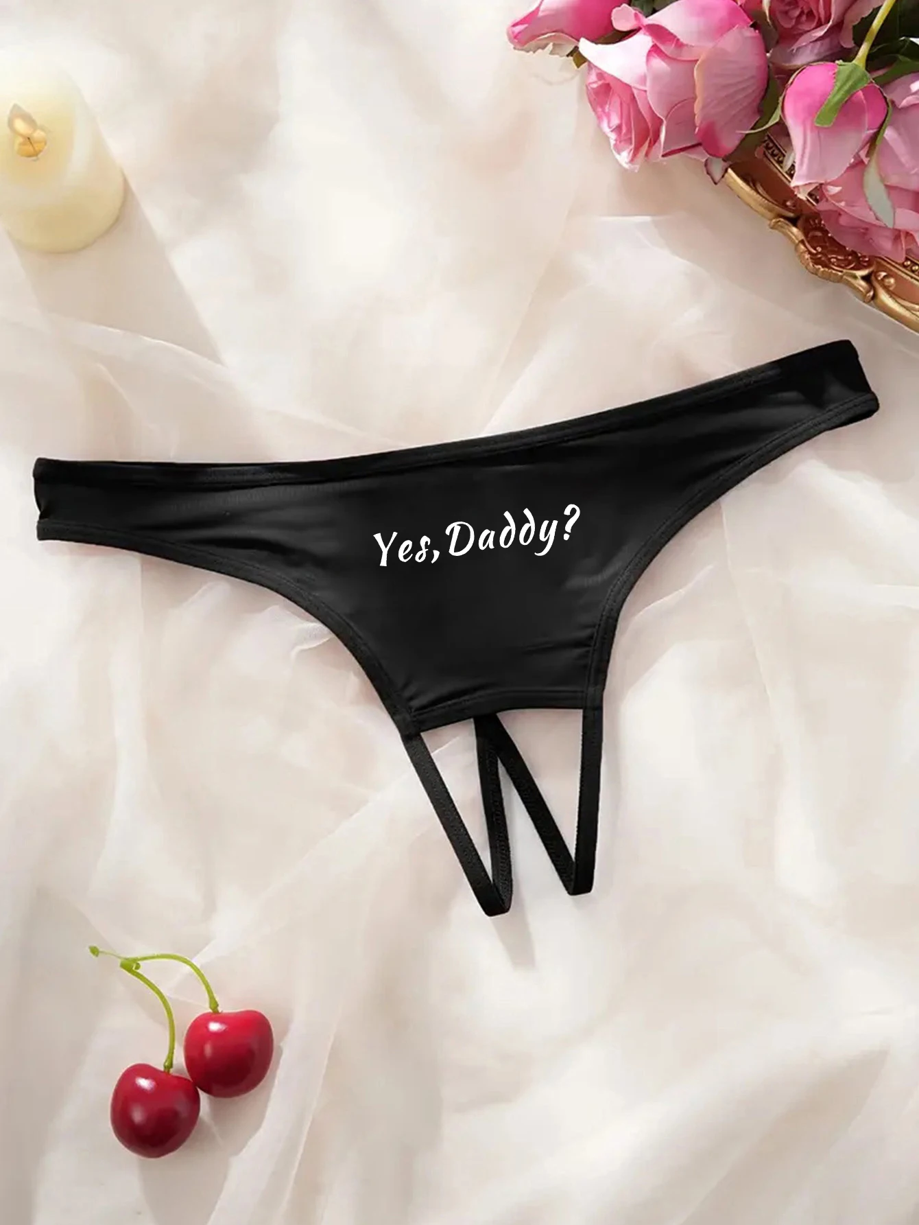Women Panties Crotch Opening Thong with Yes Daddy Prints Briefs Sexy Intimates Lingerie for Female Couple S M L XL women panties female underwear cotton panties womens underwear