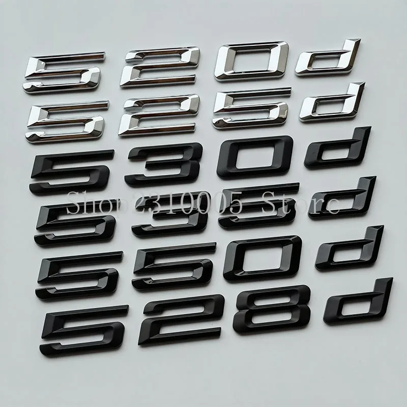 

Old Font Numbers Letters 520d 523d 525d 530d 535d 540d 550d Top ABS Emblem for BMW 5 Series Car Trunk Nameplate Logo Sticker
