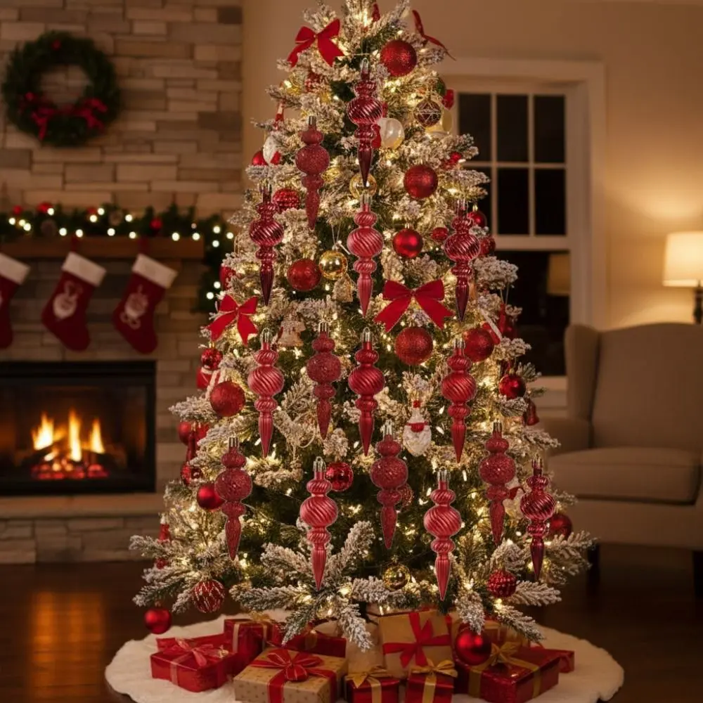 16Pcs 16Pcs/Box Christmas Hanging Balls Special Shaped with Hanging Rope Xmas Tree Party Decorations Shiny Multi-functional