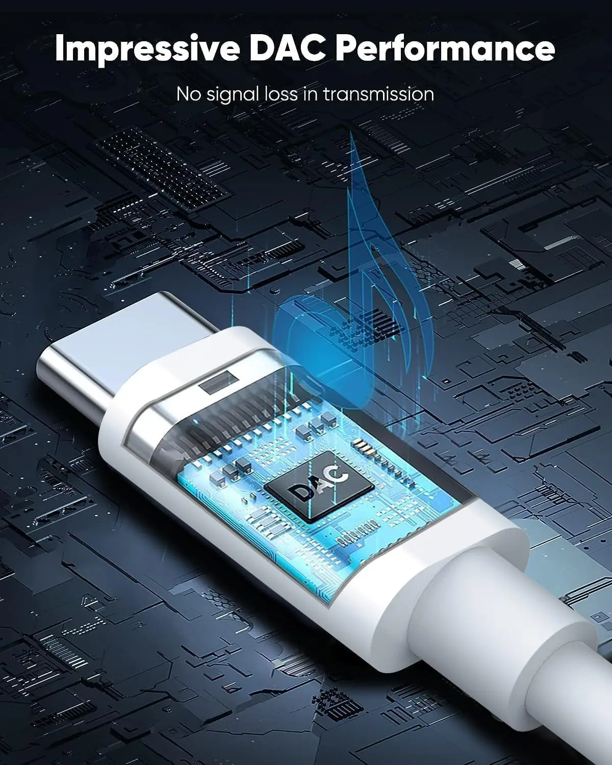 USB C to 3.5mm 디지털 오디오 어댑터 HiFi DAC 32Bit/384kHz 헤드폰 잭 (아이폰 16, 15 Pro Max 및 USB Type C 기기용)