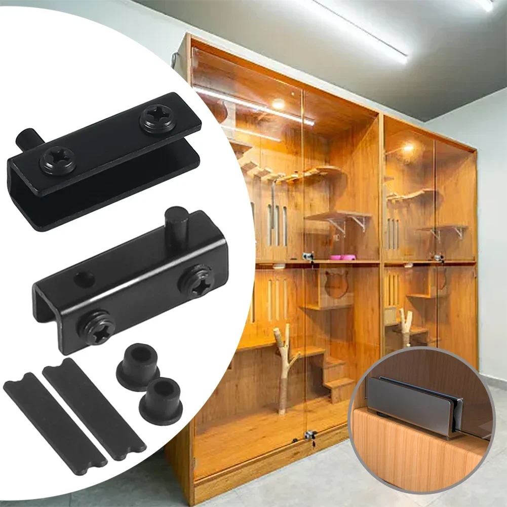 Stainless Steel Hinges Door Hinges 2Pcs Glass Pivot Hinge Rotation Axis Wine Cabinet Door Rotating Hinges