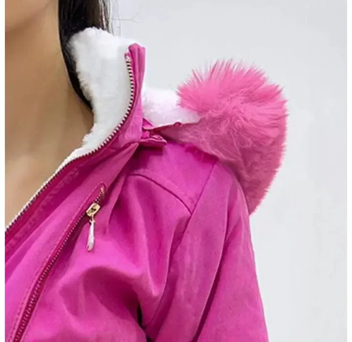 Description Picture 5 of itemCasual Women Jacket Streetwear Short Workwear Hooded Bag Zip Up Pocket Design Lined Thickening Coats Autumn and Winter 2024 New