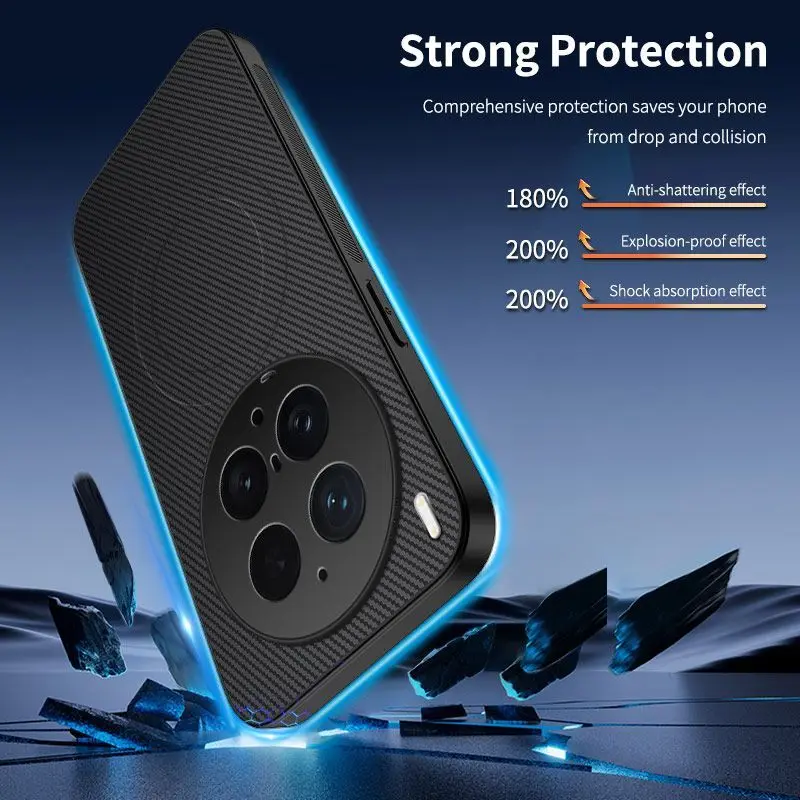 Luxury Leather TPU Kevlar Magnetic Back Cover with Wireless Charging Compatibility