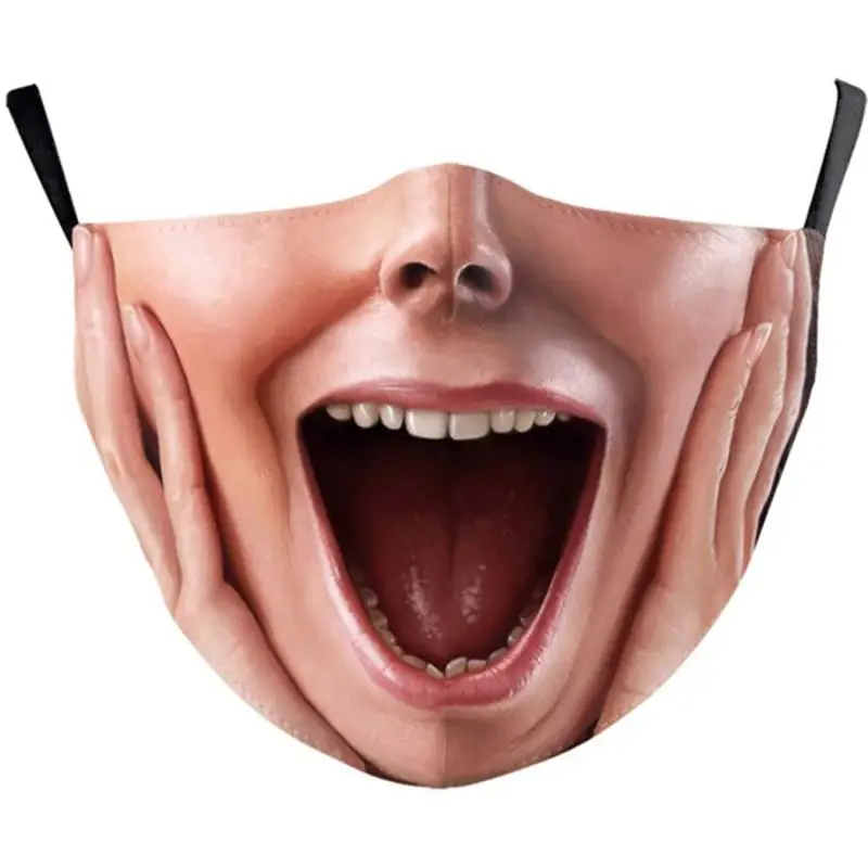 Adults Comical Printed Cotton Blend Face Masks - Fashionable Facial Expressions