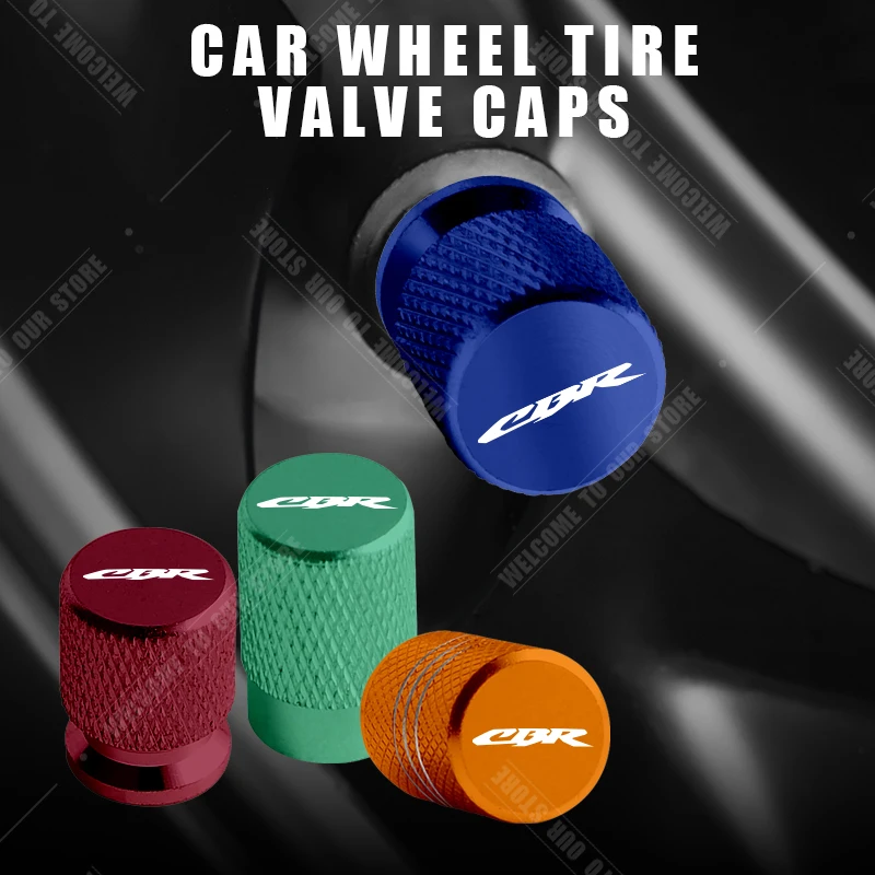 Motorcycle CNC Aluminum CBR Emblem For Honda CBR650R CBR500R CBR600R F3 CBR250RR 1000RR 4pcs Tire Valve Air Port Stem Cover Caps