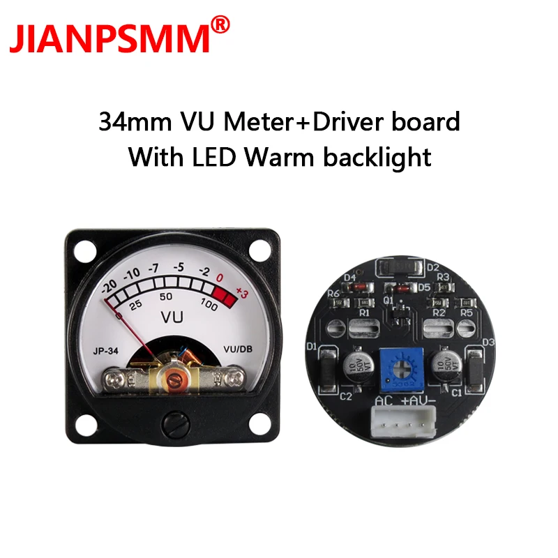 34mm Vu Level Audio Meter LED Warm Backlight With Driver Board Connect The Power Amplifier Output Used For Car CD Modification