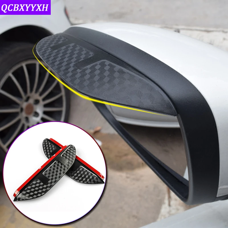 

Car Styling For Toyota Hilux AN120 AN130 2015-2022 Carbon Fiber Pattern Rearview Mirror Eyebrow Rain Gear Shield Anti-rain Cover