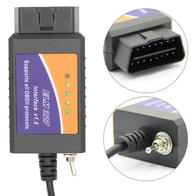 Top quality 100% PIC18F25K80 Chip super ELM327 V1.5 USB Switch ELM 327 CAN/MS CAN For scan OBD2 Diagnostic Scanner 3