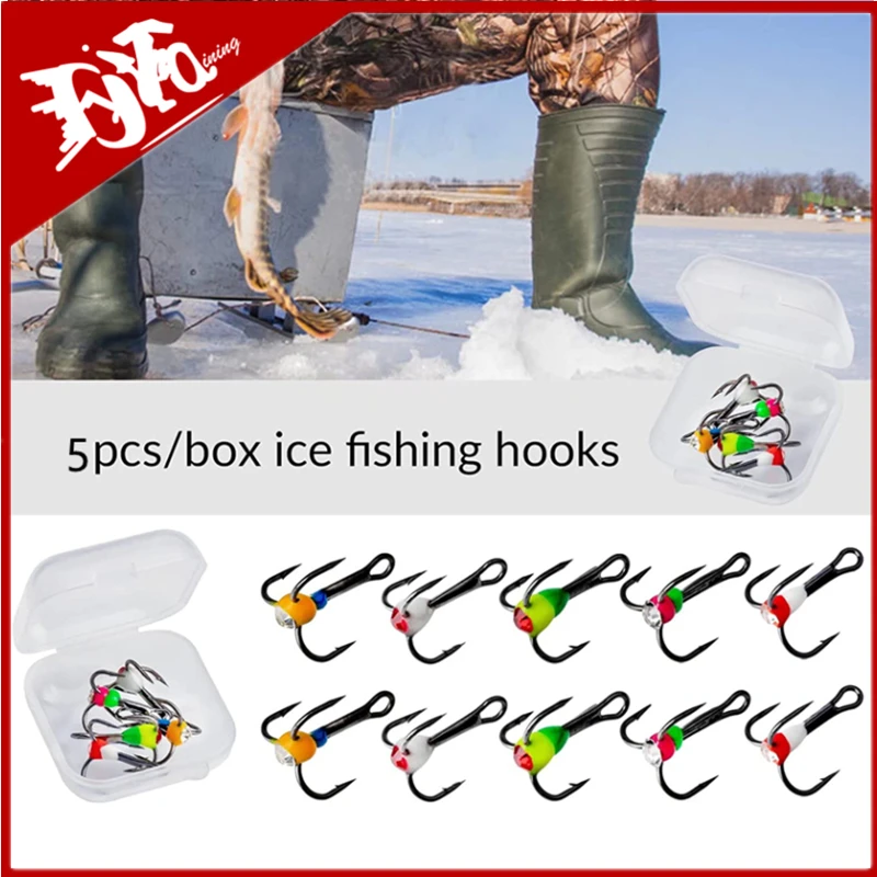 5PCS8101214WinterThreejawHookIceFishingHooksCarbonSteel