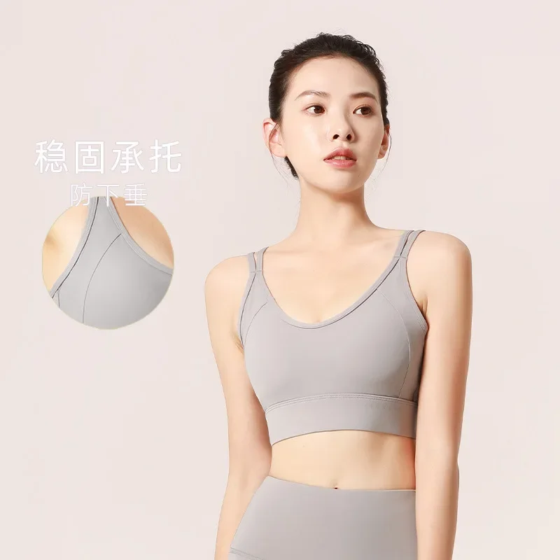 CrossbackBeautySportsBraGatheredToShowTheChestBigThin